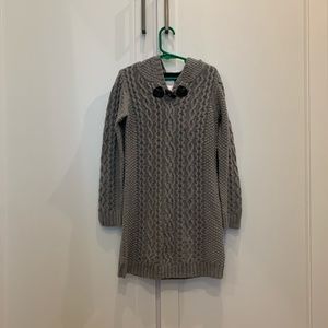 NWT Girls Heather Grey Cable Knit Hooded Sweater Size 6x